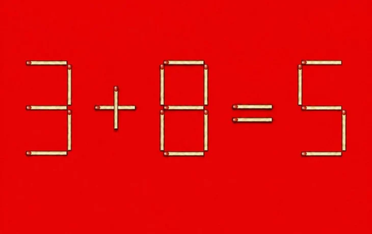 Задачка на спички: переставьте одну так, чтобы 3+8=5 стало верным