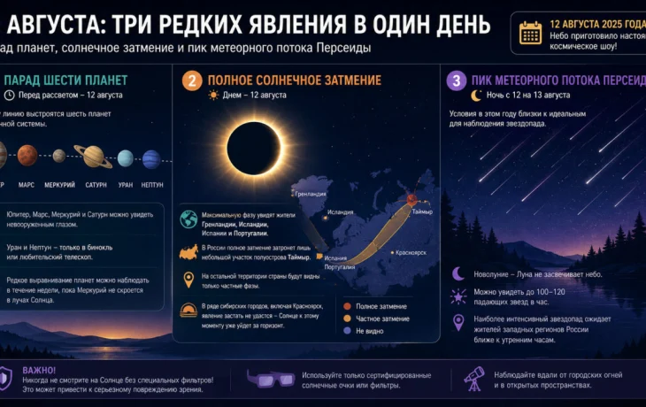 Три редких космических явления ждут россиян 12 августа: где и как смотреть