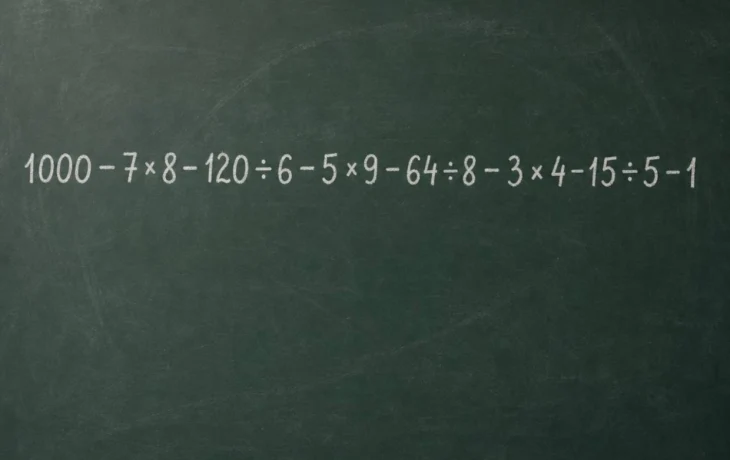 Математический челлендж: решите пример 1000 &ndash; 7&times;8 &ndash; 120:6 &ndash; 5&times;9 &ndash; 64:8 &ndash; 3&times;4 &ndash; 15:5 &ndash; 1