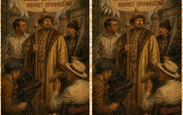 Тест на внимательность времен СССР: на кадре со съёмок советского фильма спрятались три отличия &mdash; найдите их за 5 секунд!