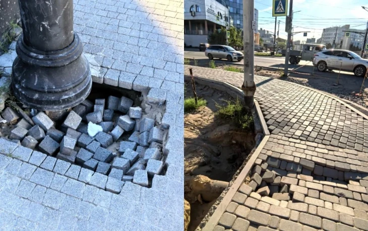 Фотофакт: новые тротуары в центре Якутска уже разваливаются