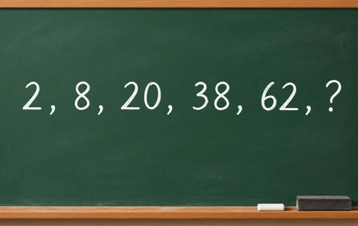 Задачка на логику: продолжите ряд 2, 8, 20, 38, 62, ?