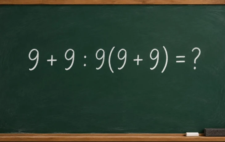 Математический челлендж: решите пример 9 + 9 : 9(9 + 9) = ?