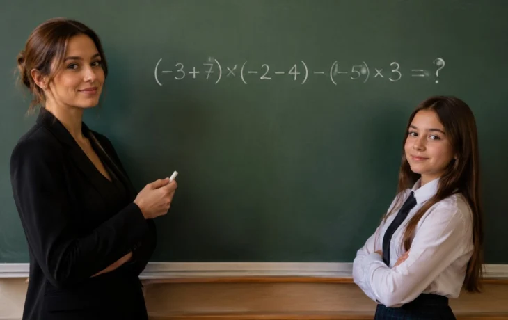 Супер-уравнение для смекалистых: (&minus;3+7)&times;(&minus;2&minus;4)&minus;(&minus;5)&times;3 = ? Решите без калькулятора!
