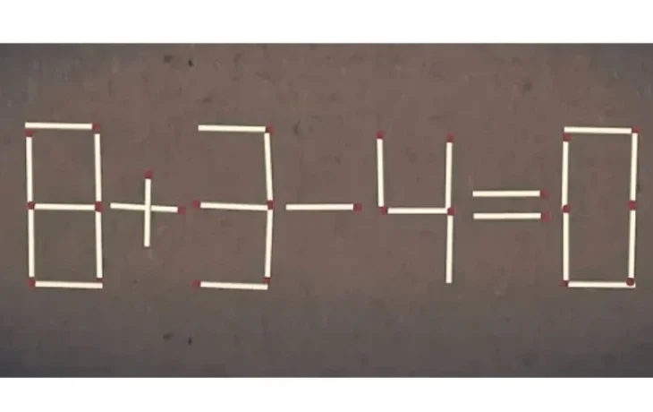 Головоломка со спичками: исправьте равенство 8+3-4=0 одним движением