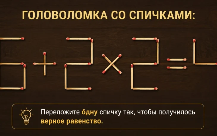 Ответ на головоломку: два способа превратить 6+2&times;2=4 в верное равенство
