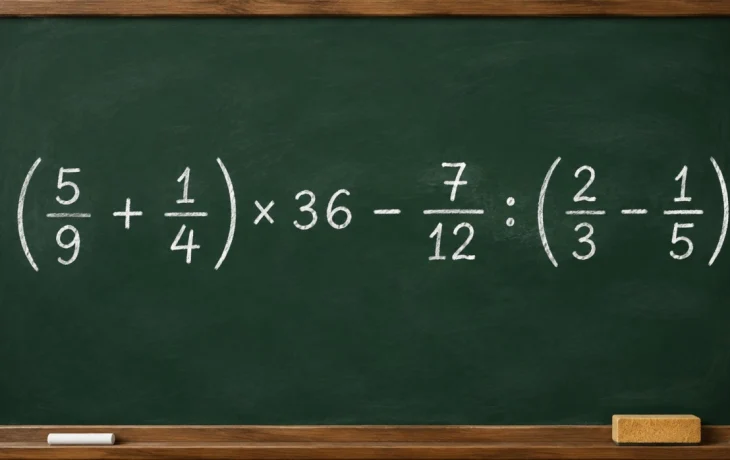 Новый математический челлендж: решите пример (5/9 + 1/4) &times; 36 &minus; 7/12 : (2/3 &minus; 1/5)