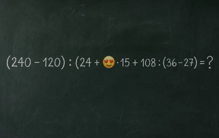 Математический челлендж: решите новый сложный пример (240 &minus; 120) : (24 + 8) &middot; 15 + 108 : (36 &minus; 27)