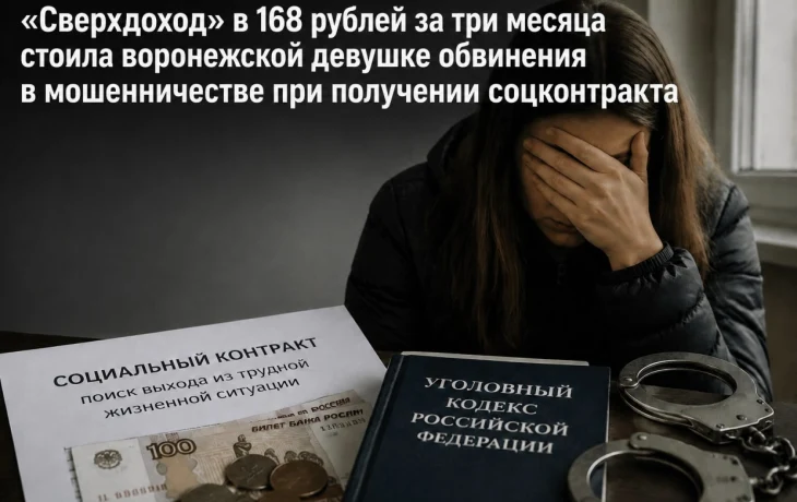 "Сверхдоход" в 168 рублей за три месяца стоил воронежской девушке обвинения в мошенничестве при получении соцконтракта