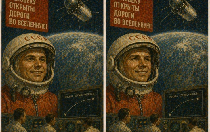Тест на внимательность времен СССР: советский космонавт и три отличия на картинке