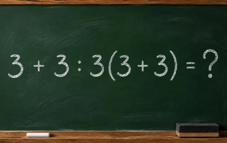 Математический челлендж: решите пример 3 + 3 : 3(3 + 3) = ?