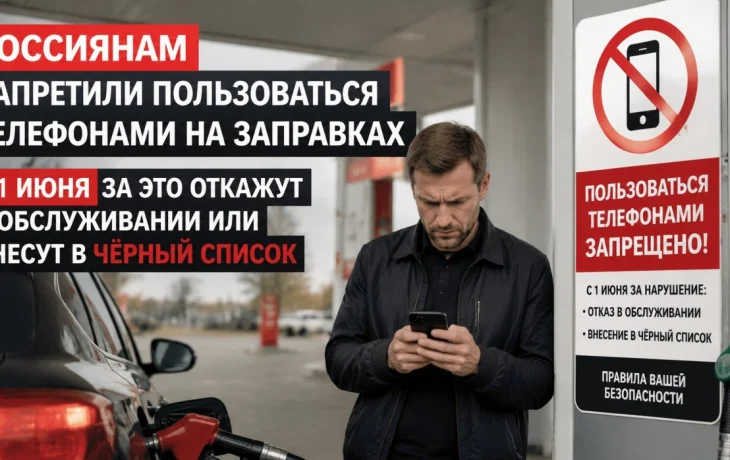 Россиянам запретили пользоваться телефонами на заправках &mdash; с 1 июня за это откажут в обслуживании или внесут в чёрный список