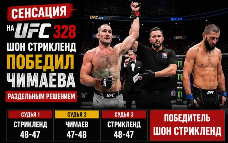 Сенсация на UFC 328: Шон Стрикленд победил Чимаева раздельным решением