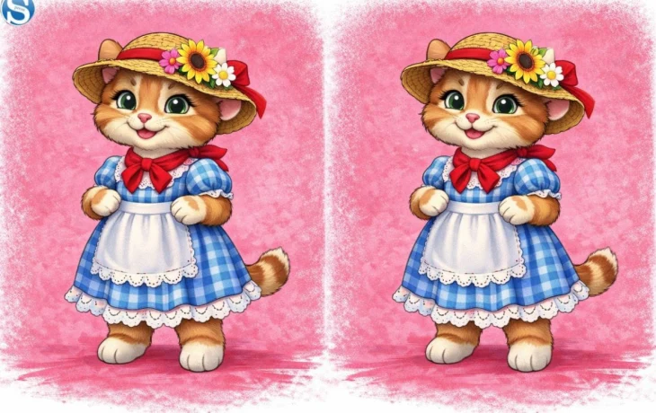 На картинке изображена кошечка. Найдите одно отличие за 5 секунд!