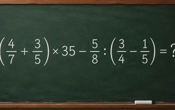 Математический челлендж: решите пример с дробями (4/7 + 3/5) &times; 35 &minus; 5/8 : (3/4 &minus; 1/5)