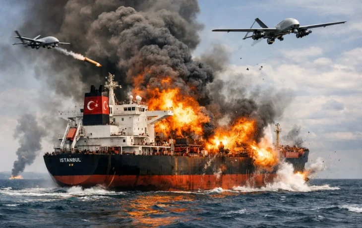 БПЛА атаковали турецкий нефтяной танкер в Черном море &mdash; экипаж запросил помощь