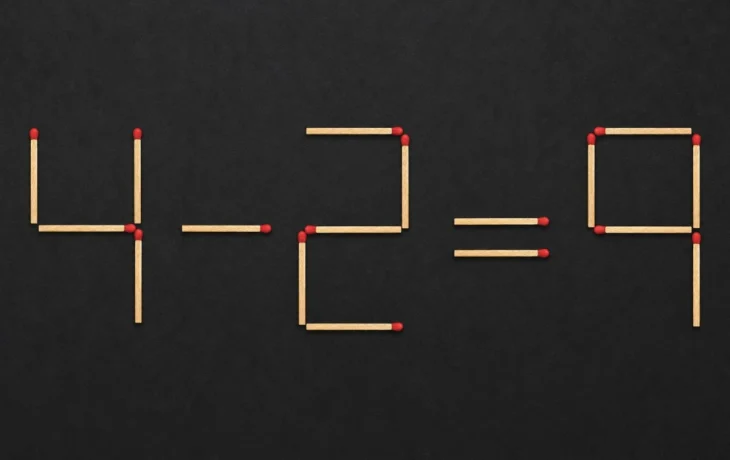 Головоломка со спичками: исправьте 4&minus;2=9 за 5 секунд