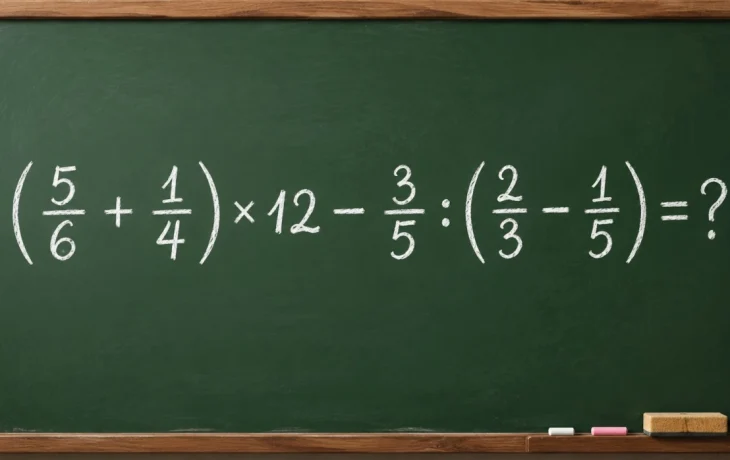 Математический челлендж: решите пример с дробями (5/6 + 1/4) &times; 12 &minus; 3/5 : (2/3 &minus; 1/5)