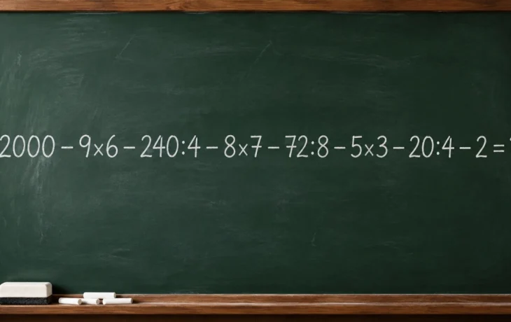 Математический челлендж: решите пример&nbsp;2000 &ndash; 9&times;6 &ndash; 240:4 &ndash; 8&times;7 &ndash; 72:8 &ndash; 5&times;3 &ndash; 20:4 &ndash; 2