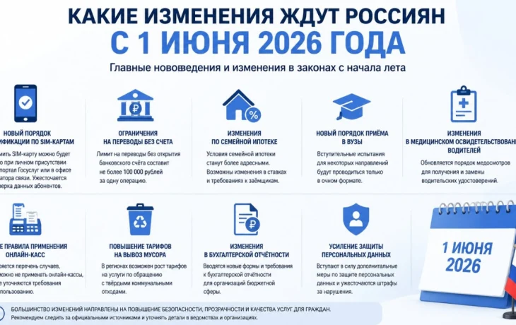 Май заканчивается: какие изменения ждут россиян с 1 июня 2026 года