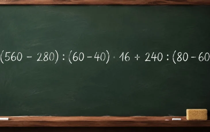 Математический челлендж: решите пример (560 &minus; 280) : (60 &minus; 40) &middot; 16 + 240 : (80 &minus; 60)