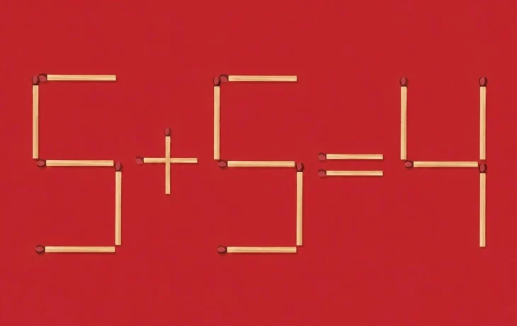 Головоломка со спичками: как из 5 + 5 = 4 получить верное равенство, передвинув всего одну спичку?