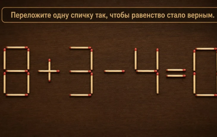 Спичечная головоломка: 8 + 3 &minus; 4 = 0 &mdash; сделайте равенство верным