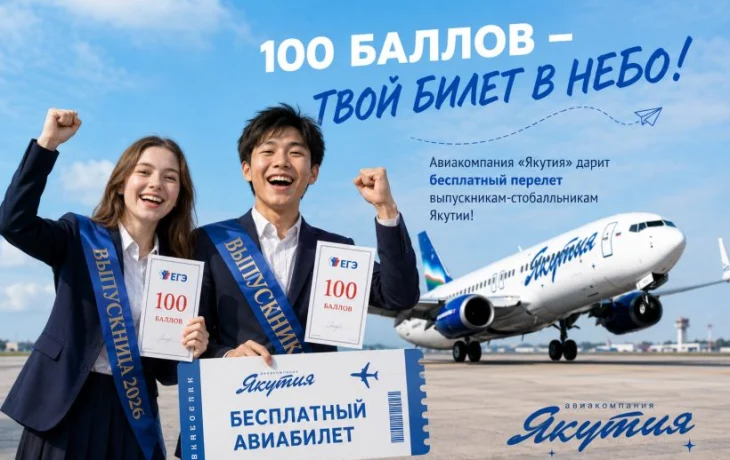Авиакомпания &laquo;Якутия&raquo; подарит бесплатный перелет выпускникам-стобалльникам