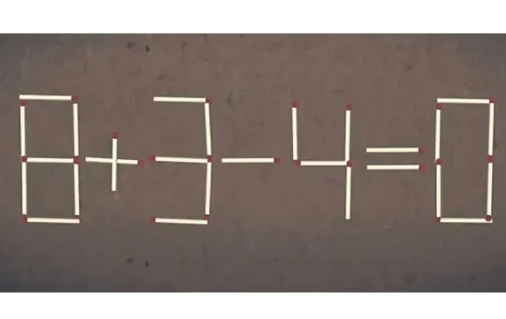 Правильный ответ на головоломку со спичками: как исправить равенство 8+3-4=0 одним движением