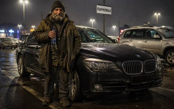 Девушка наняла бомжа охранять парковку за водку и колбасу &mdash; он стал лучшим сотрудником года