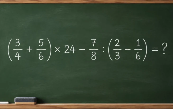 Математический челлендж: решите пример (3/4 + 5/6) &times; 24 &minus; 7/8 : (2/3 &minus; 1/6)