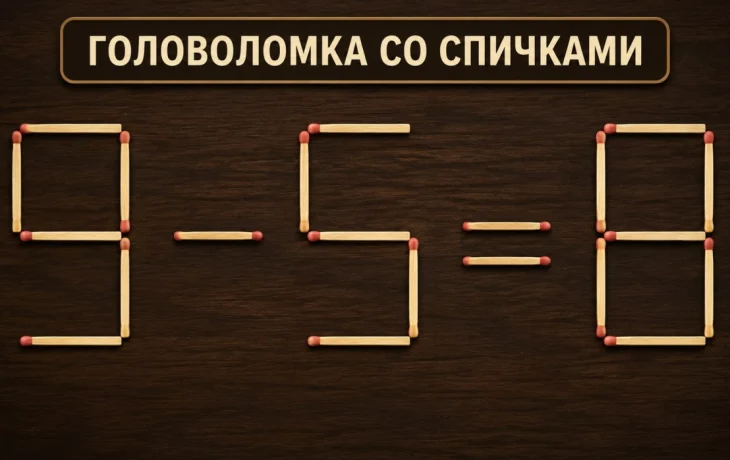Загадка со спичками: как за одно движение превратить 9 &ndash; 5 = 8 в верное равенство?