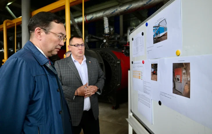 Айсен Николаев проверил строительство новой газовой котельной в Томмоте