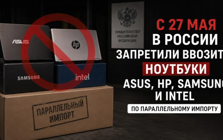 С 27 мая в России запретили ввозить ноутбуки Asus, HP, Samsung и Intel по параллельному импорту