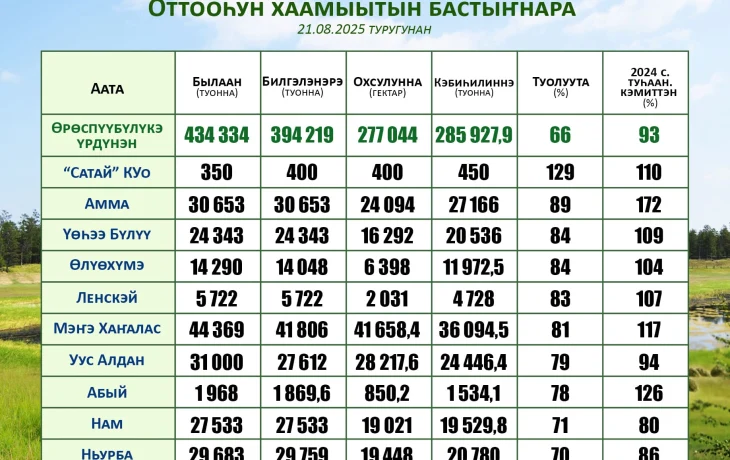 Оттооһун хаамыыта: эрдэ саҕалаабыт Амма улууһа окко, сиилэскэ, сенажка барытыгар бастаан иһэр
