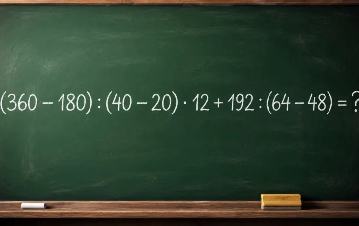 Математический челлендж: решите пример (360 &minus; 180) : (40 &minus; 20) &middot; 12 + 192 : (64 &minus; 48)