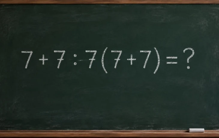 Математический челлендж: решите пример 7 + 7 : 7(7 + 7) = ?