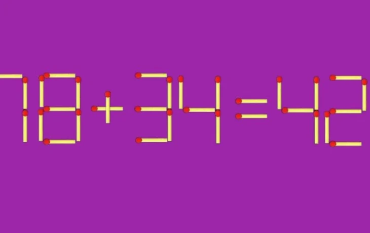 Нейрогимнастика за&nbsp;15 секунд: исправьте пример 78+34=42, передвинув одну спичку