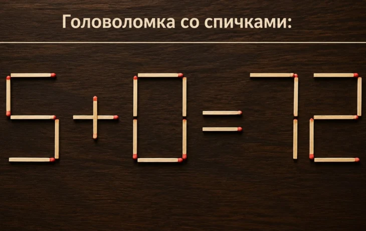 Реши головоломку со спичками: как уравнять 5 с 72?