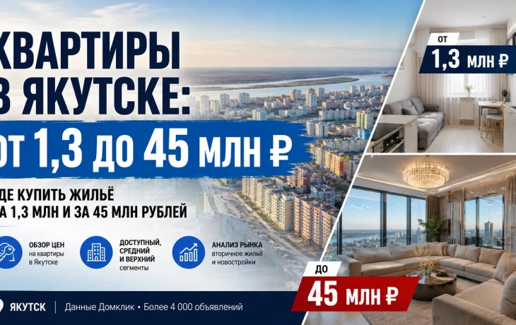 Самые дешевые и дорогие квартиры в Якутске: цены от 1,3 до 45 млн рублей