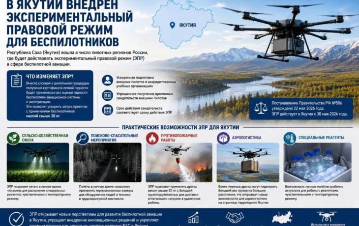 В Якутии внедрили экспериментальный правовой режим для беспилотников